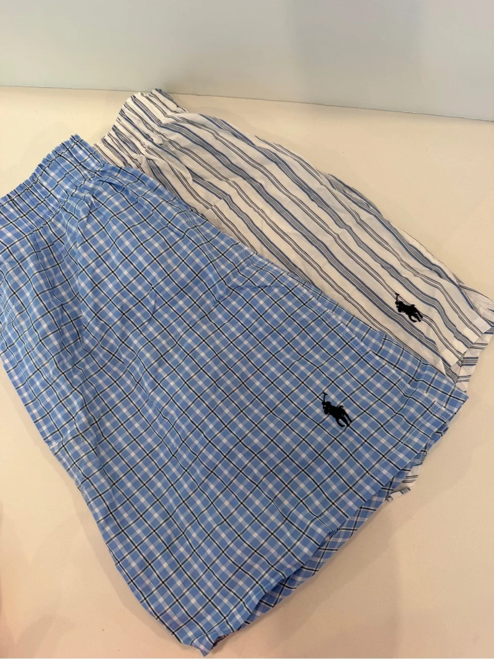 Set 2 Polo Ralph Lauren Boxer Shorts Sz S Plaid Striped Preppy NWOT Classic Fit